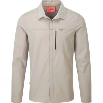 Camisa Craghoppers Nosilife Pro Manga Larga Hombre - Beige - Chile JEO560379